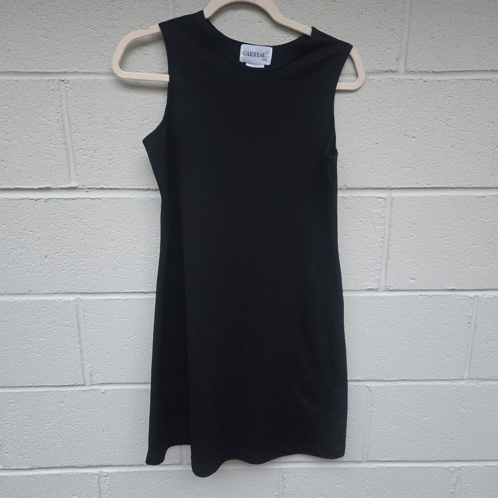 Carreau Lil Black Dress Plain-No frills- 100% Polyester- Sleeveless- Size Medium
